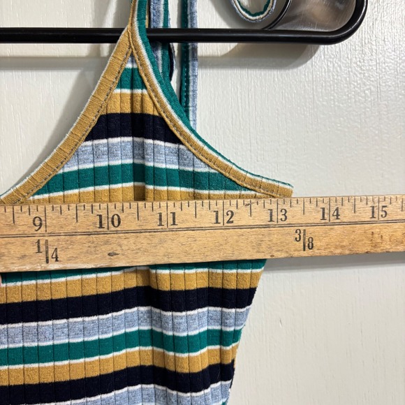 Urban Outfitters Striped Tie Shoulder Ribbed Mini Dress Retro Y2K Multi-Color XS - Picture 6 of 11